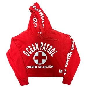 Ocean Patrol Red Graphic Cropped Hoodie Women’s Size: Small